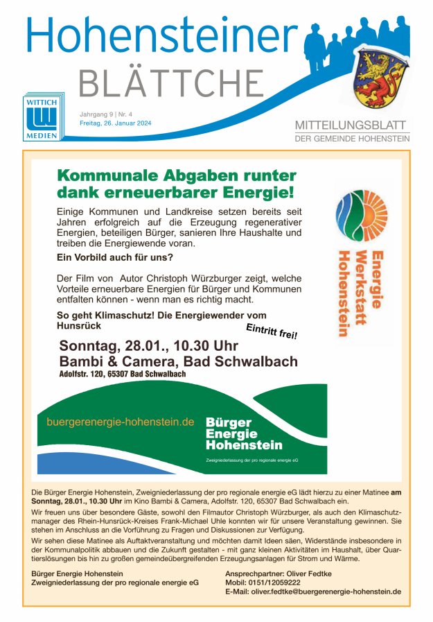 Hohensteiner Blättche Titelblatt 04/2024