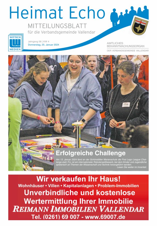 Heimat-Echo - Heimat- und Bürgerzeitung Verbandsgemeinde Vallendar Titelblatt 04/2024