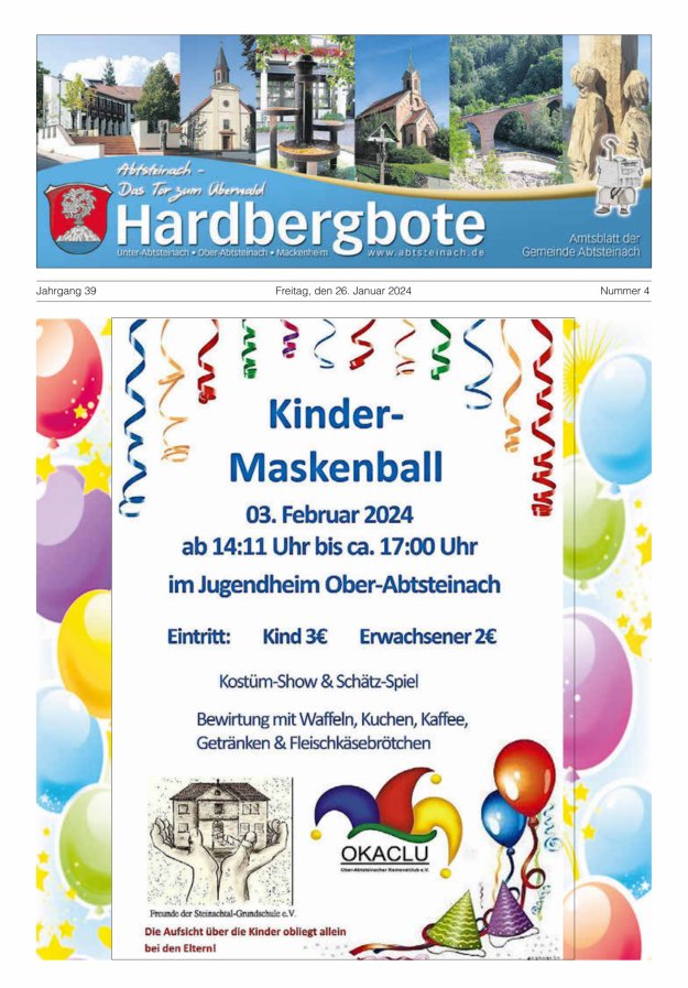 Hardbergbote - Mitteilungsblatt der Gemeinde Abtsteinach Titelblatt 04/2024