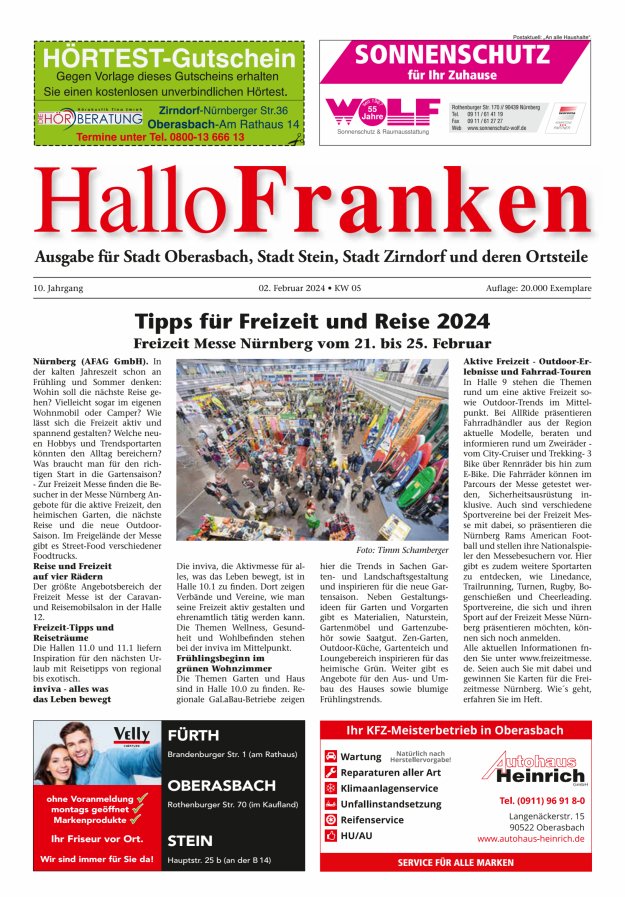 Hallo Franken Fürther Umland Titelblatt 01/2024