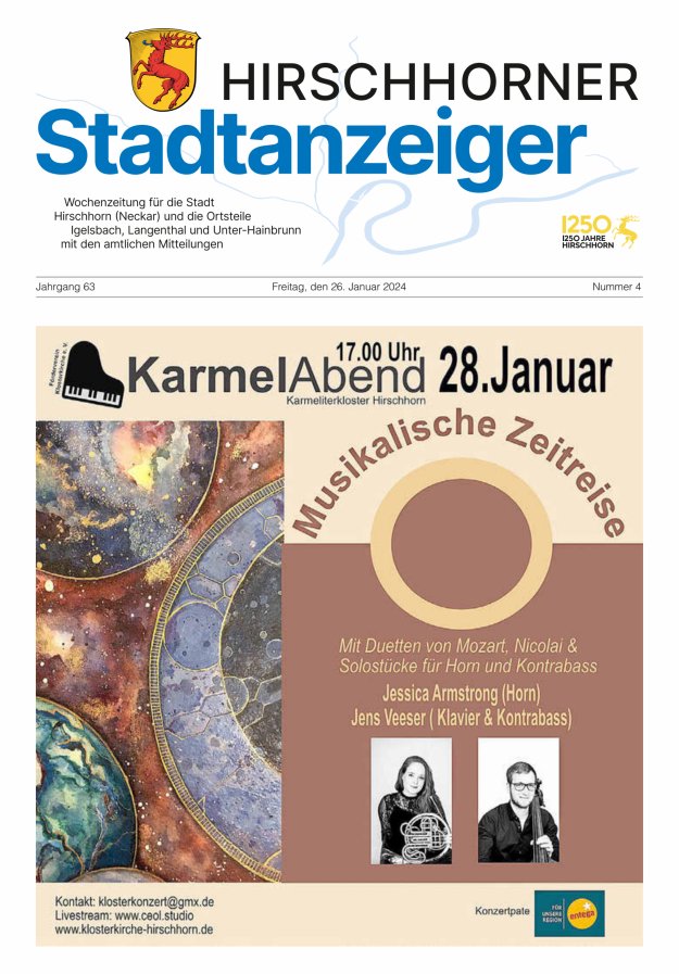 Hirschhorner Stadtanzeiger Titelblatt 04/2024