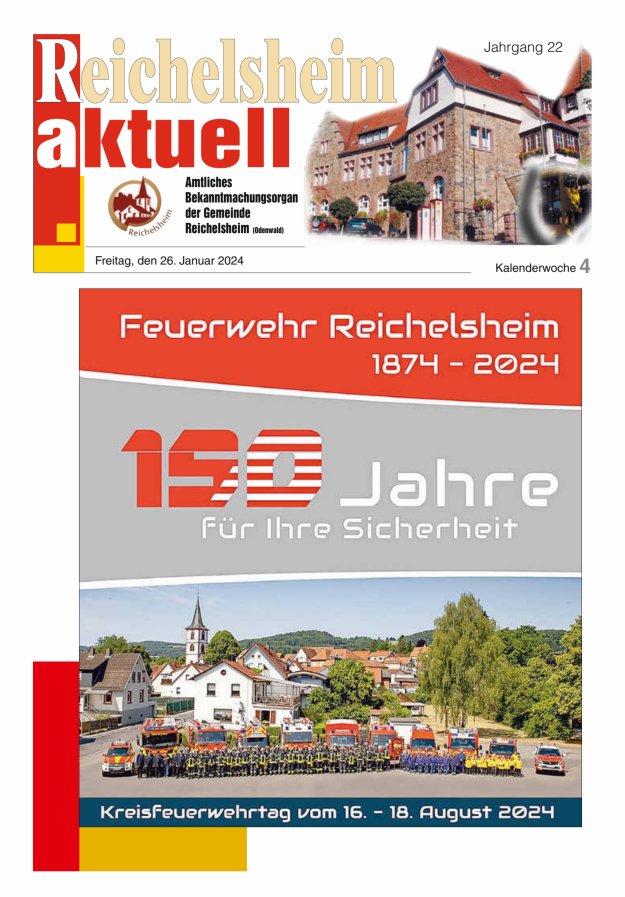 Reichelsheim aktuell - Amtsblatt der Gemeinde Reichelsheim(Odenwald) Titelblatt 04/2024
