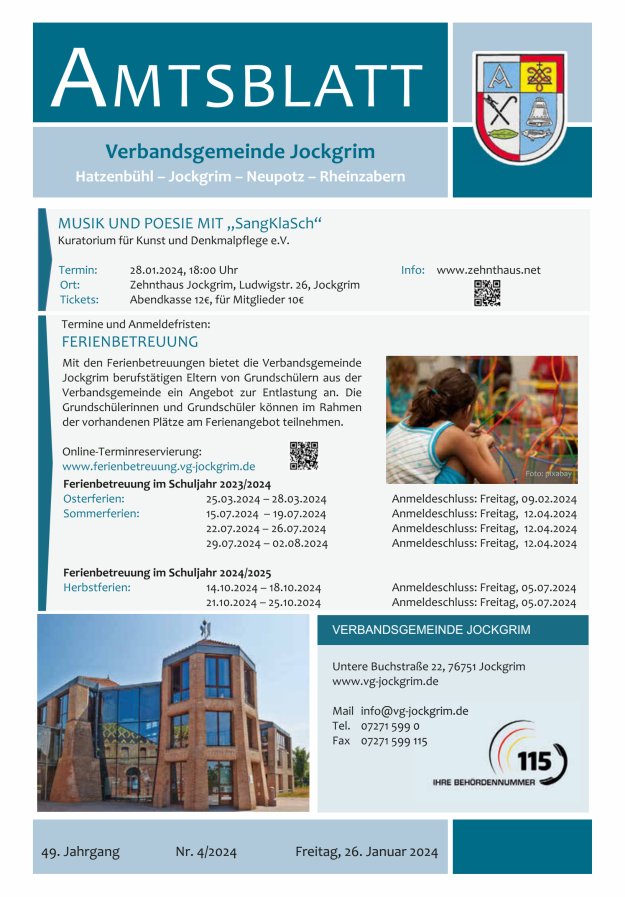 Amtsblatt VG Jockgrim Titelblatt 04/2024