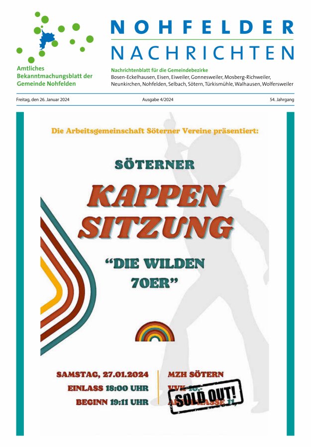 Nohfelder Nachrichten Titelblatt 04/2024