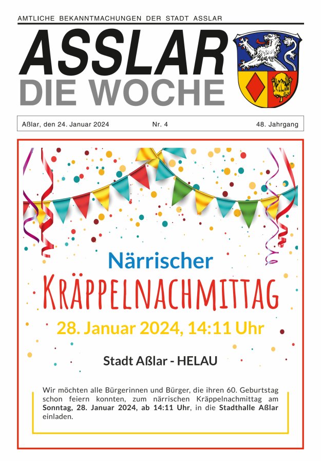 Asslar - Die Woche Titelblatt 04/2024