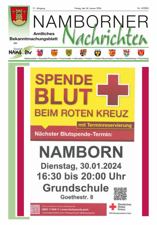 Namborner Nachrichten Titelblatt 04/2024