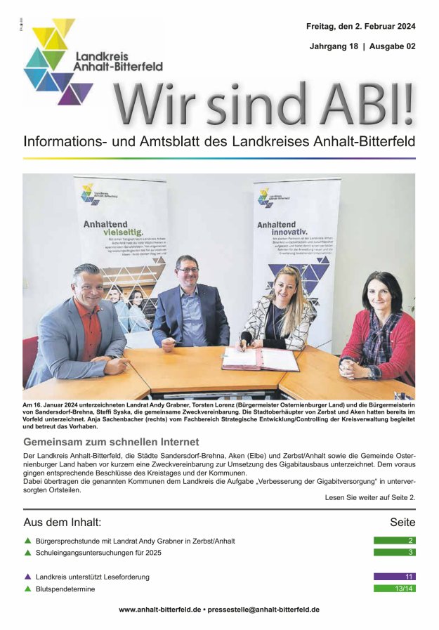 Informations- und Amtsblatt des LK Anhalt-Bitterfeld Titelblatt 02/2024