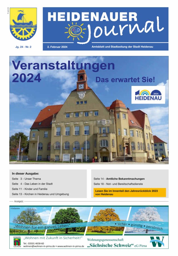 Heidenauer Journal - Amtsblatt und Stadtzeitung der Stadt Heidenau Titelblatt 02/2024