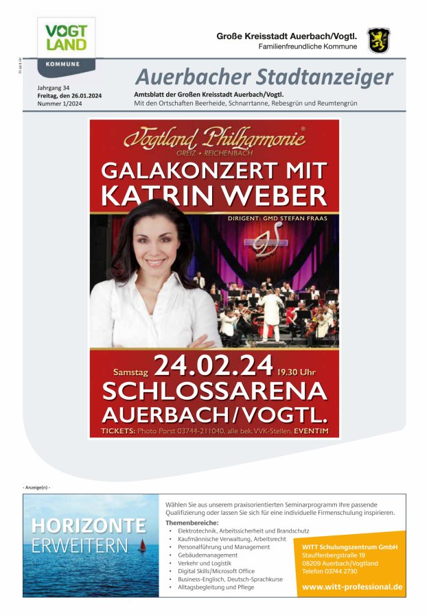 Auerbacher Stadtanzeiger Titelblatt 01/2024