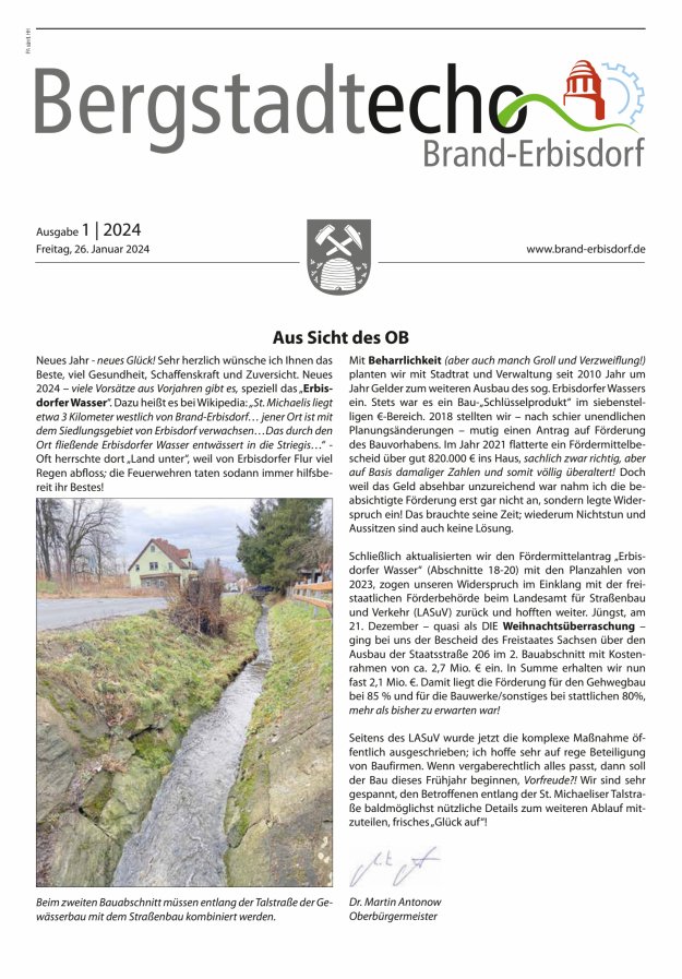 Bergstadtecho Brand-Erbisdorf Titelblatt 01/2024