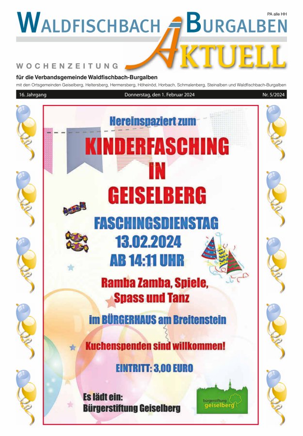 Amtsblatt der Verbandsgemeinde Waldfischbach-Burgalben Titelblatt 05/2024