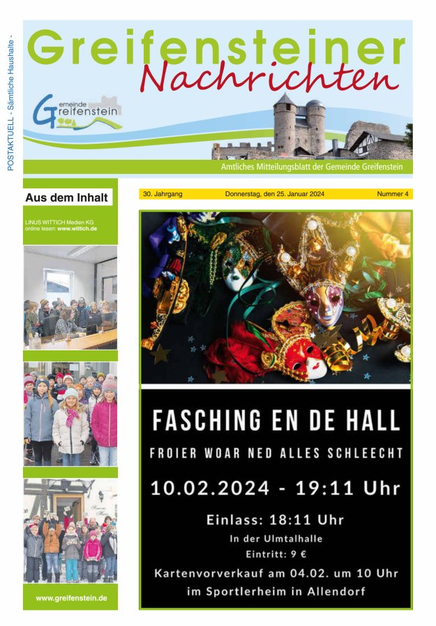 Mitteilungsblatt der Gemeinde Greifenstein Titelblatt 04/2024