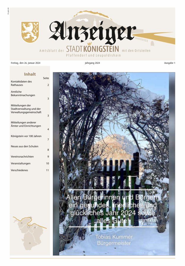 Amtsblatt der Stadt Königstein Titelblatt 01/2024