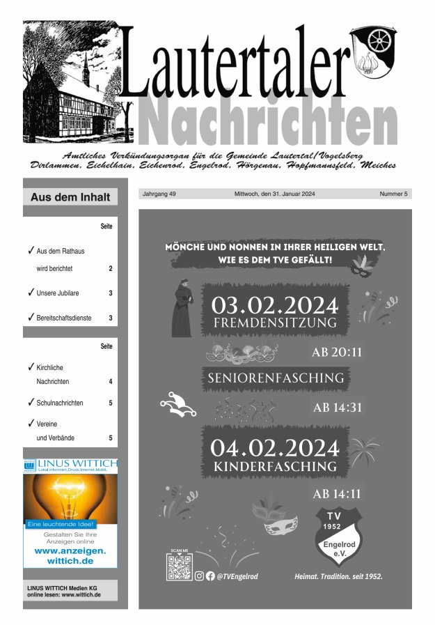 Lautertaler Nachrichten Titelblatt 05/2024
