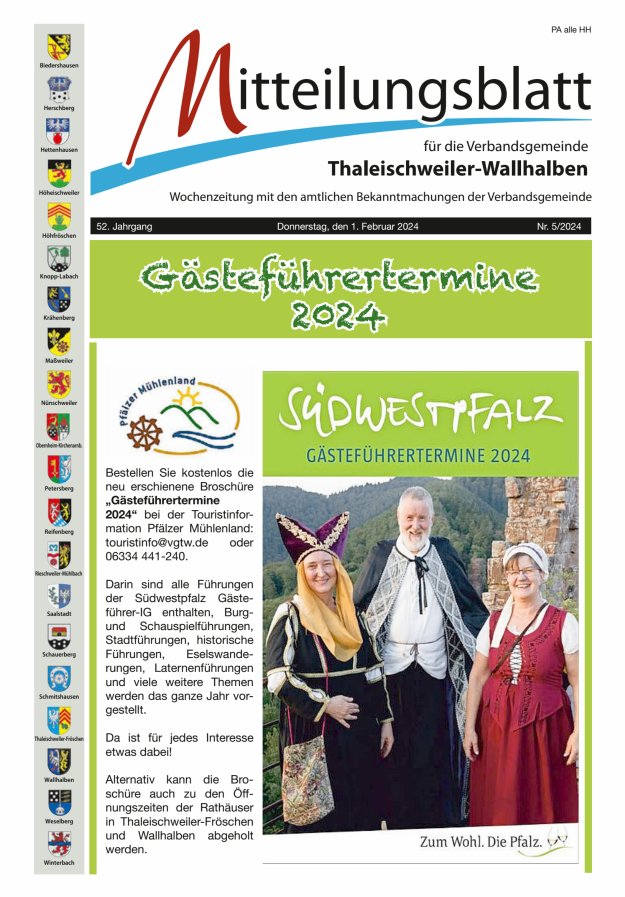 Mitteilungsblatt VG Thaleischweiler-Wallhalben Titelblatt 05/2024