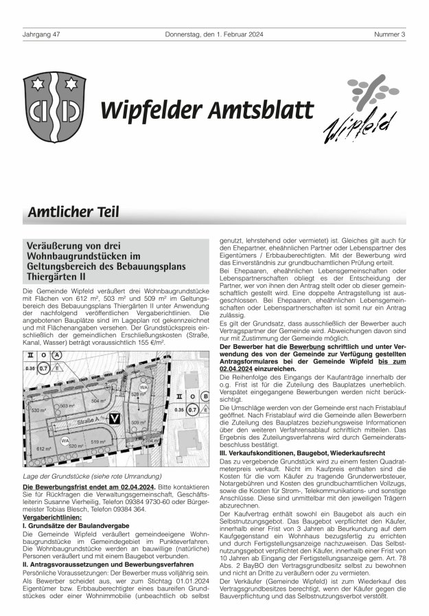 Wipfelder Amtsblatt Titelblatt 03/2024