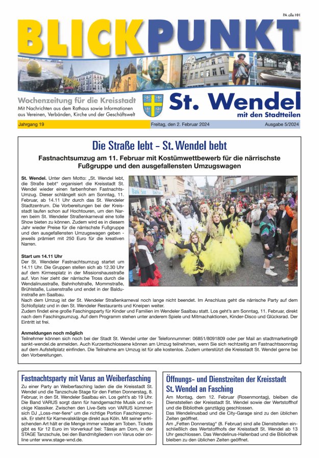 Blickpunkt St Wendel Titelblatt 05/2024