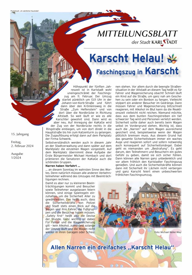 Mitteilungsblatt Karlstadt Titelblatt 01/2024