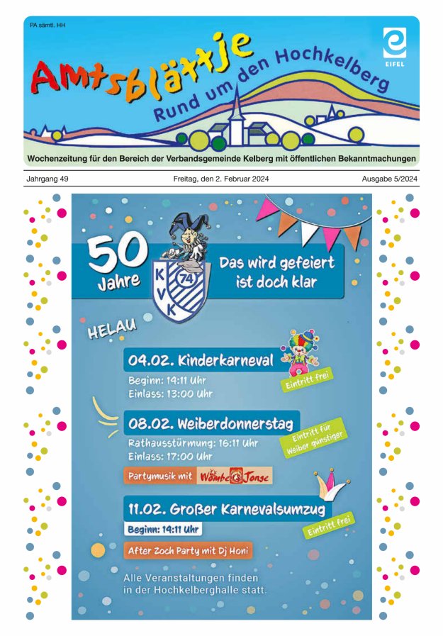 Amtsblättje - Rund um den Hochkelberg Titelblatt 05/2024
