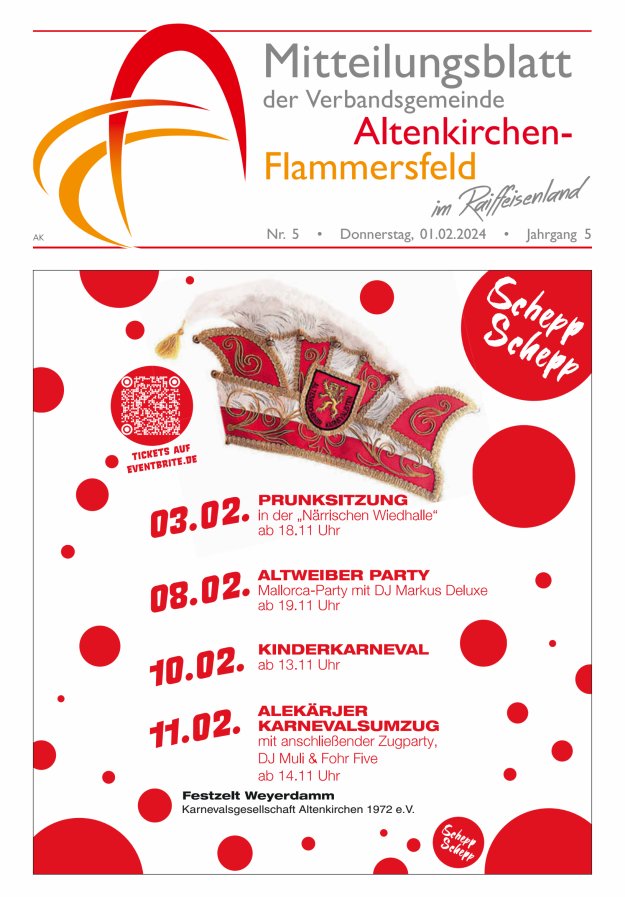Mitteilungsblatt Verbandsgemeinde Altenkirchen-Flammersfeld Titelblatt 05/2024