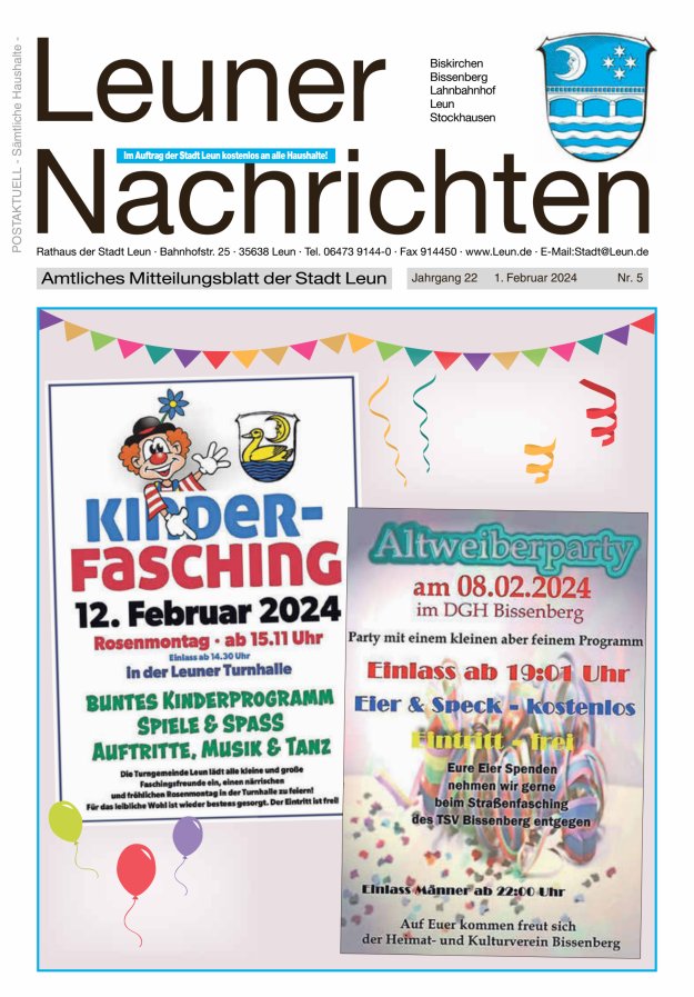 Leuner Nachrichten Titelblatt 05/2024