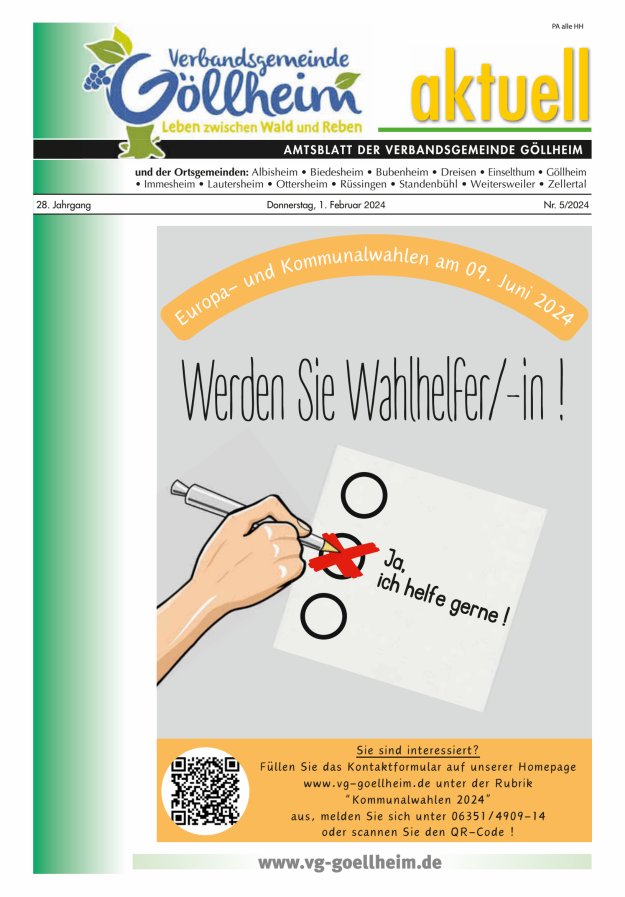 Verbandsgemeinde Göllheim aktuell Titelblatt 05/2024