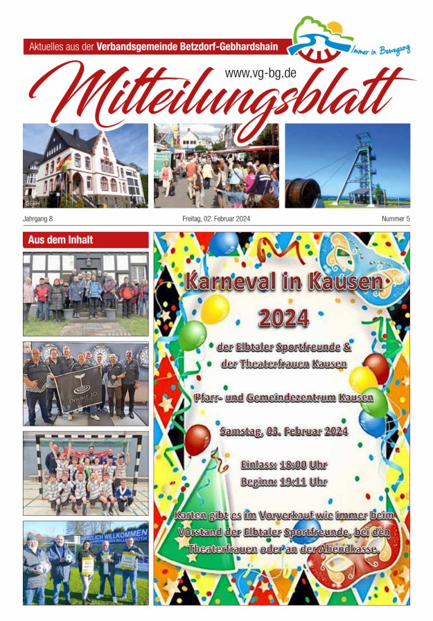 Aktuelles aus der VG Betzdorf-Gebhardshain Ausgabe Gebhardshain Titelblatt 05/2024
