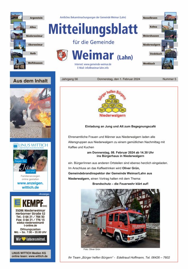 Mitteilungsblatt für die Gemeinde Weimar Titelblatt 05/2024