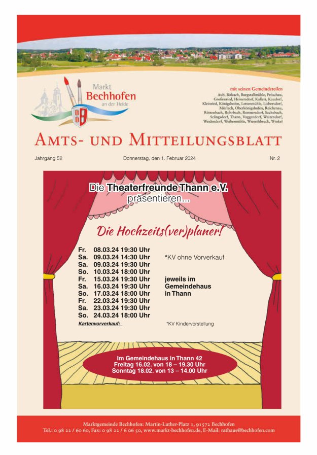 Amts- und Mitteilungsblatt für den Markt Bechhofen Titelblatt 02/2024