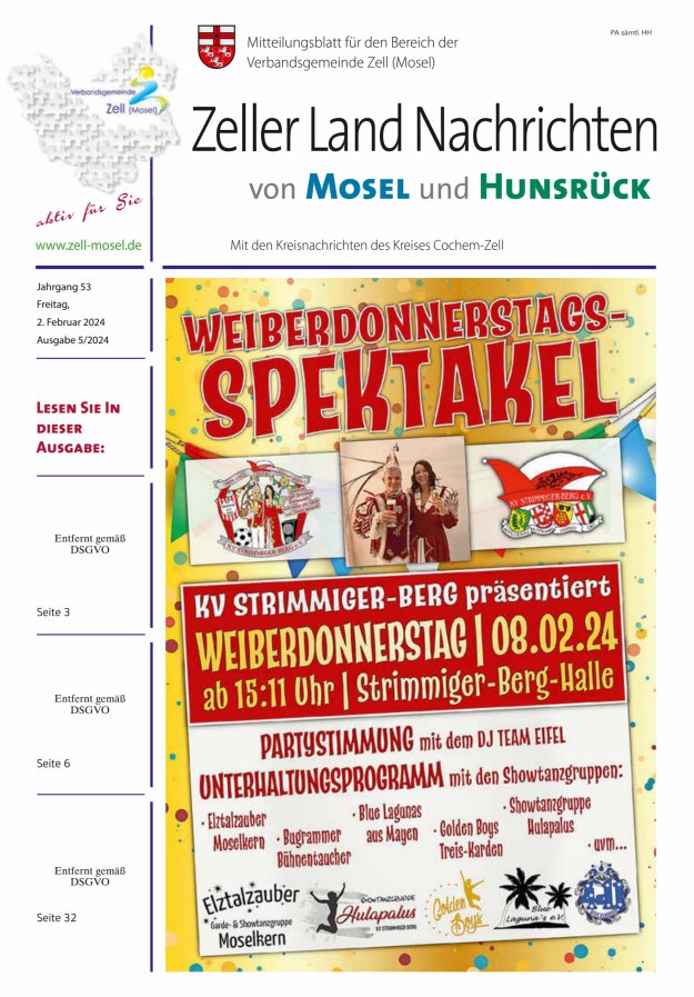 Zeller Land Nachrichten Titelblatt 05/2024