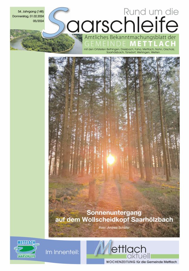 Rund um die Saarschleife Gemeinde Mettlach Titelblatt 05/2024