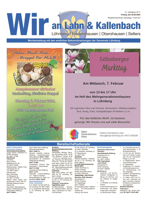 Amtliches Mitteilungsblatt der Gemeinde Löhnberg Titelblatt 05/2024