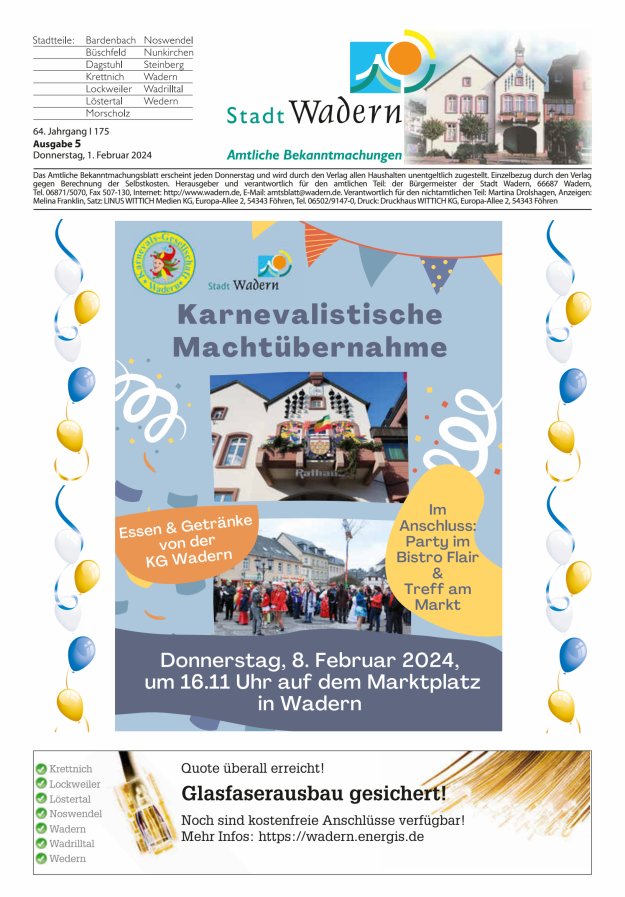 Stadt Wadern Titelblatt 05/2024