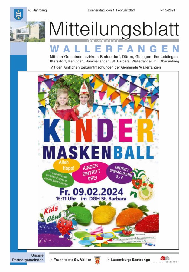 Mitteilungsblatt Gemeinde Wallerfangen Titelblatt 05/2024