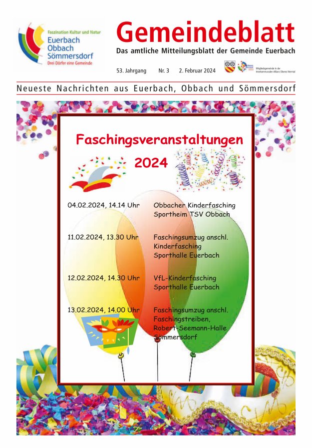 Gemeindeblatt der Gemeinde Euerbach Titelblatt 03/2024