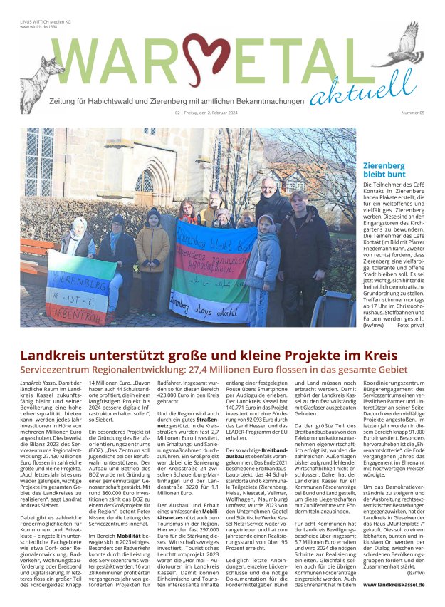 Warmetal aktuell (Habichtswald + Zierenberg) Titelblatt 05/2024