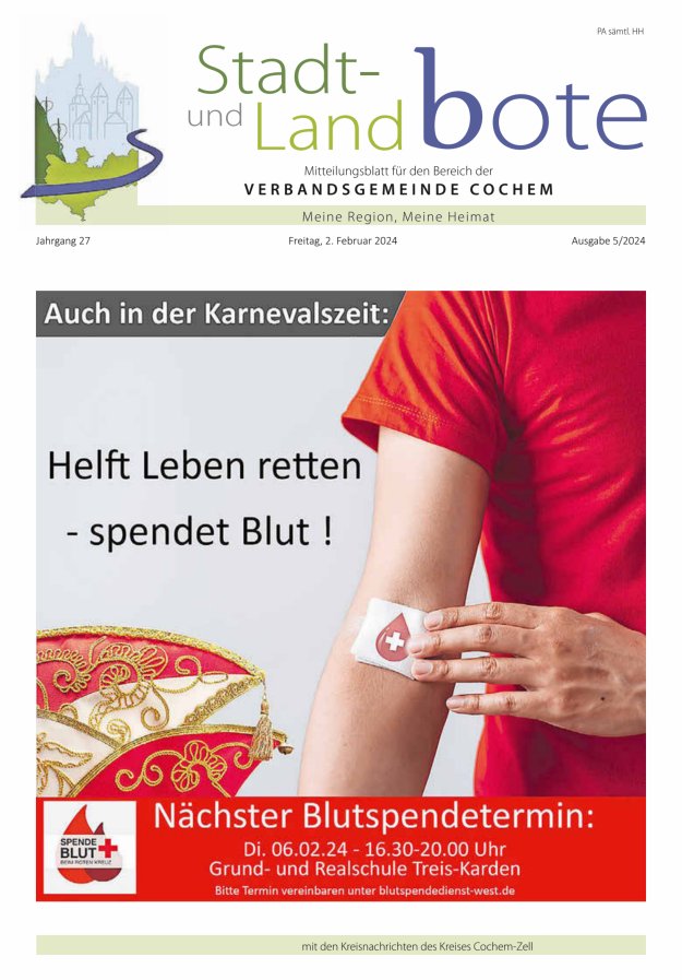 Stadt- und Landbote VG Cochem Titelblatt 05/2024