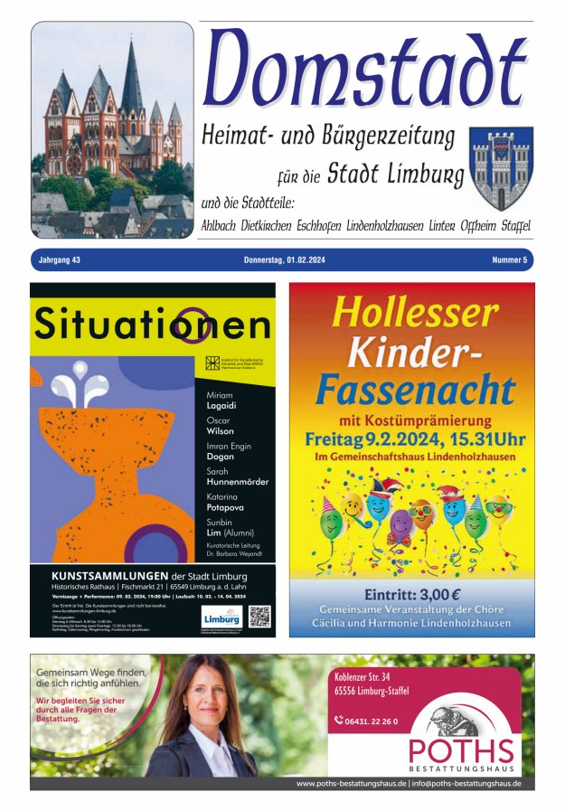 Domstadt - Heimat- und Bürgerzeitung für die Stadt Limburg Titelblatt 05/2024