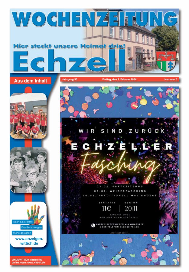 Wochenzeitung für die Gemeinde Echzell Titelblatt 05/2024