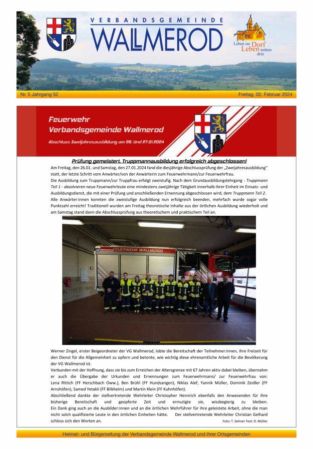 Wir über uns - Verbandsgemeinde Wallmerod Titelblatt 05/2024