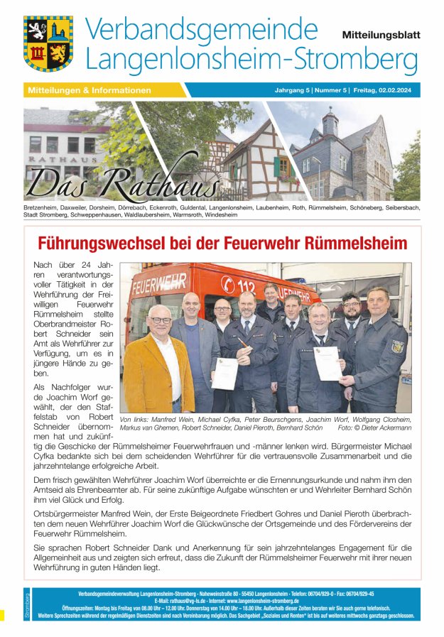 Das Rathaus - MTB d VG Langenlonsheim-Stromberg  Titelblatt 05/2024