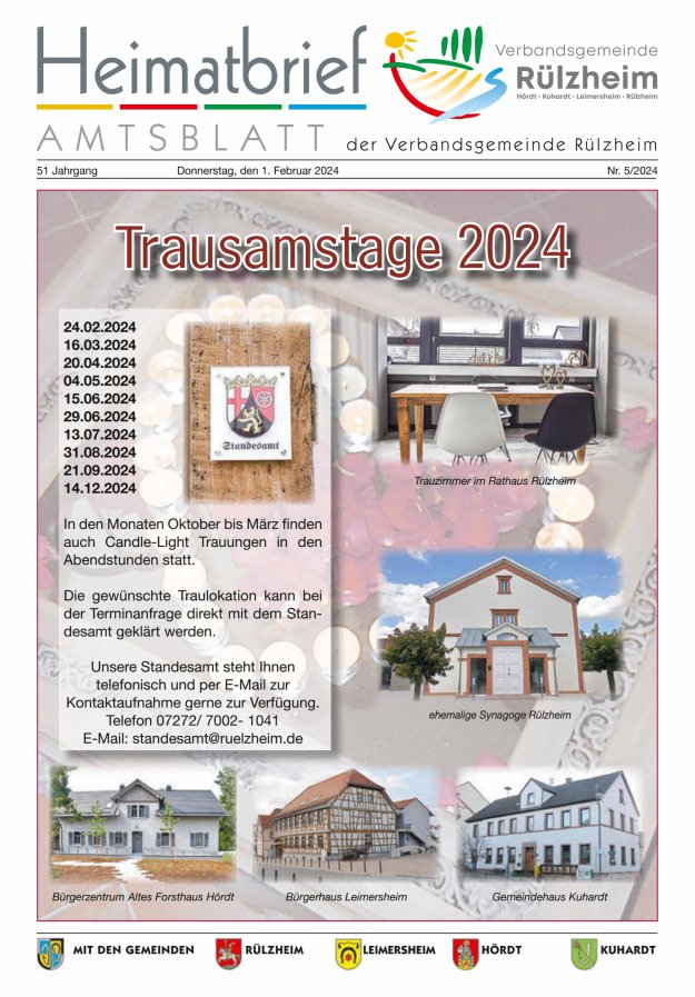 Heimatbrief VG Rülzheim Titelblatt 05/2024