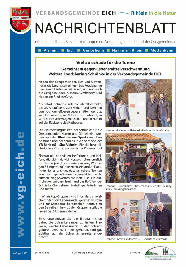 Nachrichtenblatt der VG Eich Titelblatt 05/2024