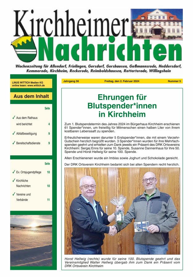 Kirchheimer Nachrichten Titelblatt 05/2024