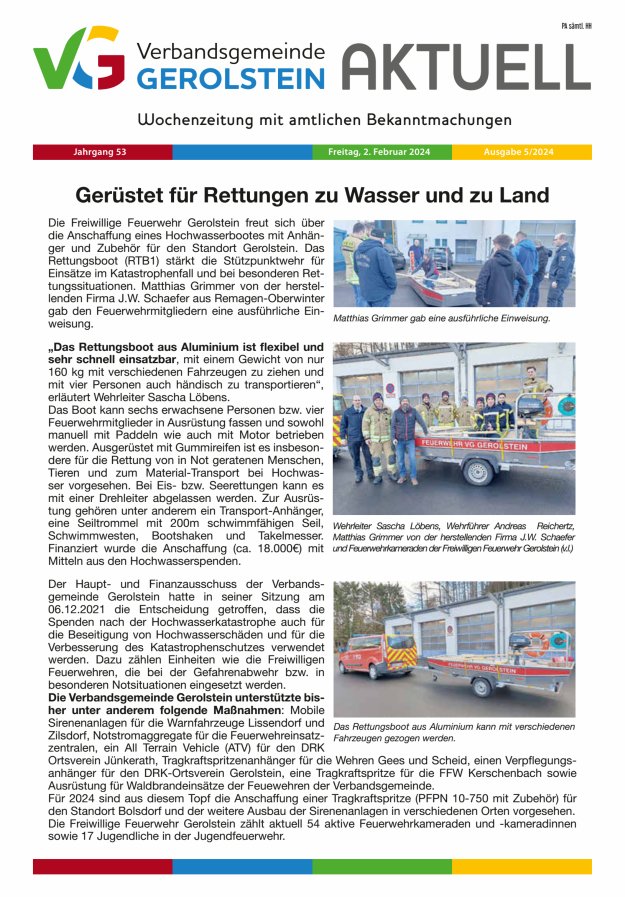 Verbandsgemeinde Gerolstein aktuell Titelblatt 05/2024