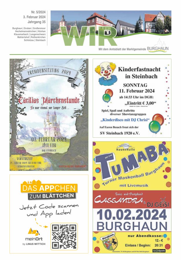 WIR - mit Amtsblatt der Marktgemeinde Burghaun Titelblatt 05/2024