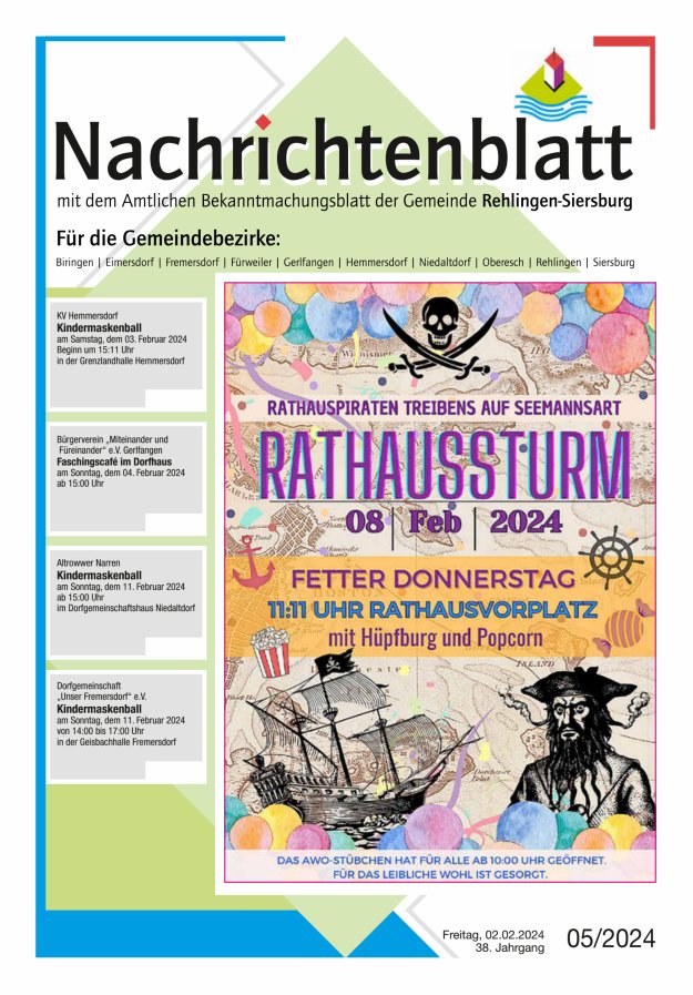 Nachrichtenblatt Rehlingen-Siersburg Titelblatt 05/2024