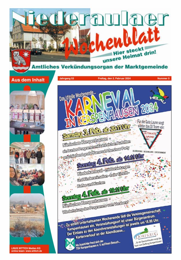 Niederaulaer Wochenblatt Titelblatt 05/2024