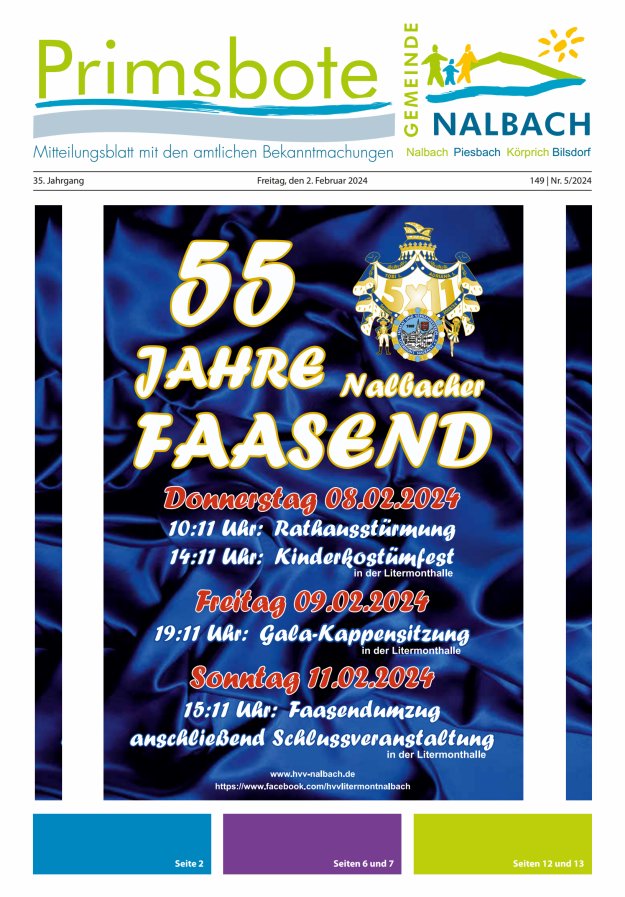 Primsbote Gemeinde Nalbach Titelblatt 05/2024