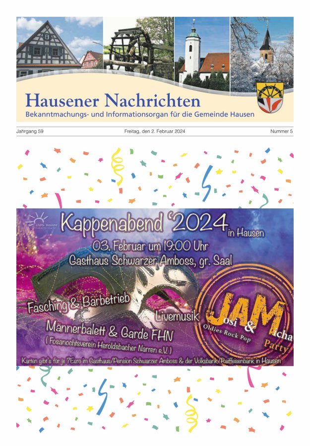 Hausener Nachrichten Titelblatt 05/2024